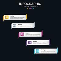 El vector de diseño de infografías de 5 pasos y el marketing se pueden utilizar para el diseño del flujo de trabajo