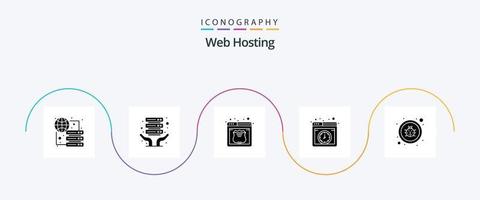 Web Hosting Glyph 5 Icon Pack Including fixing. online. hosting. internet. cloud vector