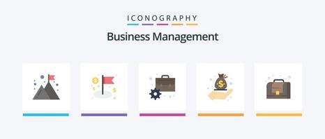 paquete de iconos flat 5 de gestión empresarial que incluye gestión. gestión. maletín. mano. negocio. diseño de iconos creativos vector