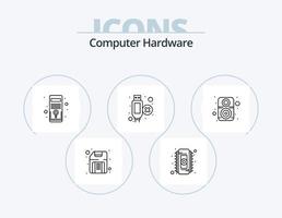 Computer Hardware Line Icon Pack 5 Icon Design. . disk. keyboard. data. micro vector