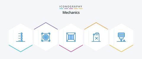 Mecánica 25 paquete de íconos azules que incluye . . escanear. aceite. motor vector