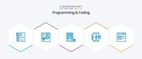 Programming And Coding 25 Blue icon pack including develop. app. develop. page. develop vector