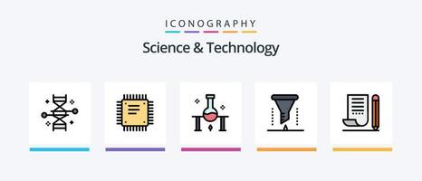 la línea de ciencia y tecnología llenó un paquete de 5 íconos que incluye el servicio en la nube. computación en la nube. ecografía laboratorio de ciencia. ciencia. diseño de iconos creativos vector