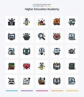 Creative Academy 25 Line FIlled icon pack  Such As education. presentation. position. lecture. shot vector