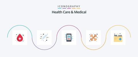 paquete de iconos de 5 planos médicos y de atención médica que incluye servicios médicos. cuidado. cuidado de la salud. traumatología. salud vector