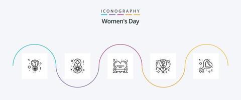 Womens Day Line 5 Icon Pack Including sign. women. day. love. day vector