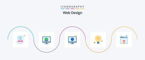 paquete de 5 iconos planos de diseño web que incluye la página de inicio. web. diseño. idea. web vector