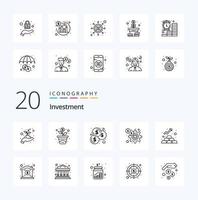 20 Investment Line icon Pack like investment money investment gold marketing vector