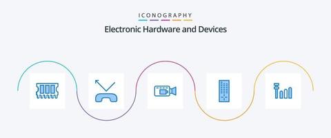 Paquete de 5 iconos azules de dispositivos que incluye . registro. conexión vector