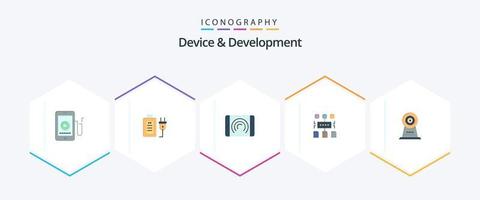 Device And Development 25 Flat icon pack including webcam. document. interaction. user. algorithm vector