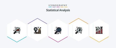 Statistical Analysis 25 FilledLine icon pack including research. exchange. analysis. data analysis. report vector