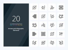 20 Arrow Outline icon for presentation vector