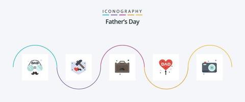 Fathers Day Flat 5 Icon Pack Including love. father. mustache. dad. travel vector