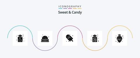 Sweet And Candy Glyph 5 Icon Pack Including dessert. food. dessert. dessert. candy vector