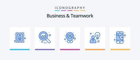 Business And Teamwork Blue 5 Icon Pack Including mobile. configuration. hr. strategy. business. Creative Icons Design vector