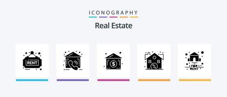 Real Estate Glyph 5 Icon Pack Including real. estate. dollar house. sale. estate. Creative Icons Design vector