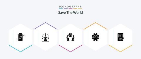 Save The World 25 Glyph icon pack including charging. environment. windmill. energy. eco vector