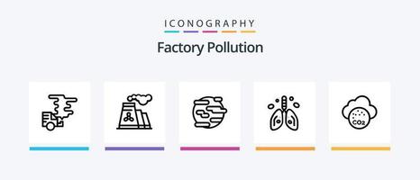 Factory Pollution Line 5 Icon Pack Including waste. radioactive. automobile. pollution. pollution. Creative Icons Design vector