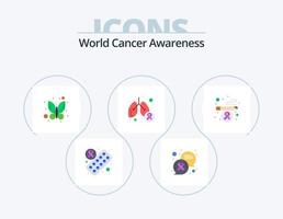 World Cancer Awareness Flat Icon Pack 5 Icon Design. smoking. cigarette. bug. symptom. lung vector