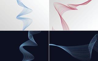 use estos fondos abstractos de líneas onduladas para mejorar sus diseños vector