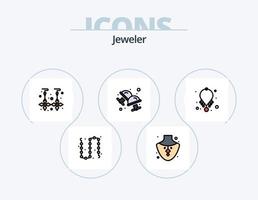 Jewellery Line Filled Icon Pack 5 Icon Design. . bag. gem. shopping. dangling earrings vector