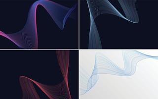 Set of 4 geometric wave pattern backgrounds for your projects vector