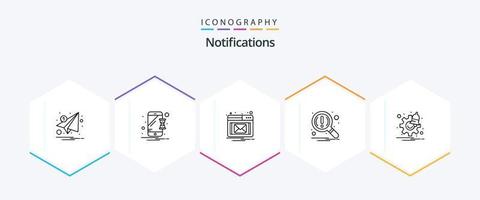 Notifications 25 Line icon pack including options. search. notification. notification. find vector