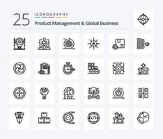 Product Managment And Global Business 25 Line icon pack including focus. choice. distribution. candidate. management vector