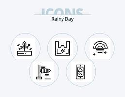 paquete de iconos de línea lluviosa 5 diseño de iconos. invierno. clima. lluvia. soplo. botella vector