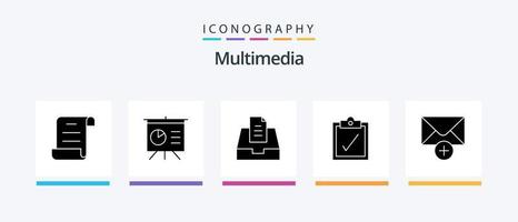 paquete de iconos de glifos multimedia 5 que incluye . buzón. mensaje. diseño de iconos creativos vector