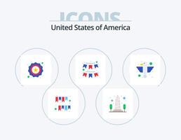 Usa Flat Icon Pack 5 Icon Design. party. buntings. usa. american. badge vector