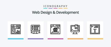 Web Design And Development Line 5 Icon Pack Including graphic. monitor. color fill in text. graphic. application. Creative Icons Design vector