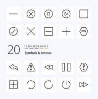 20 Symbols  Arrows Line icon Pack like rotate arrow error plus new vector