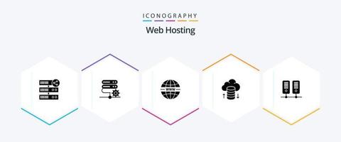 Web Hosting 25 Glyph icon pack including cloud hosting . web. network . system . internet vector