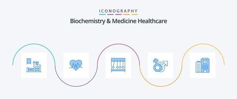 paquete de iconos azul 5 de bioquímica y medicina para el cuidado de la salud que incluye madical. símbolo. perpecul. femenino. género vector