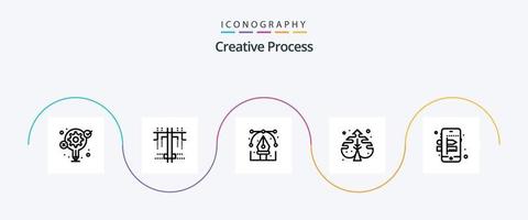 paquete de iconos de línea de proceso creativo 5 que incluye creatividad. proceso. diseño. creativo. planta vector