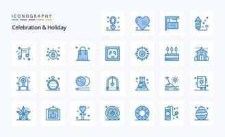 25 Celebration  Holiday Blue icon pack vector