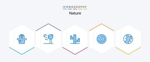 paquete de 25 íconos azules de la naturaleza que incluye . naturaleza. . globo vector