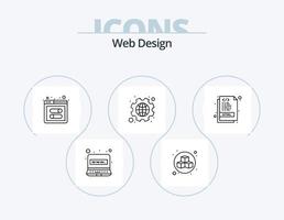 Web Design Line Icon Pack 5 Icon Design. box. web. html. screen. setting vector