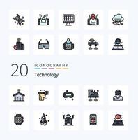 20 Technology Line Filled Color icon Pack like technology technology bio man mobile vector