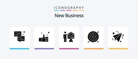 New Business Glyph 5 Icon Pack Including . efforts . hand . chart . arrow. Creative Icons Design vector