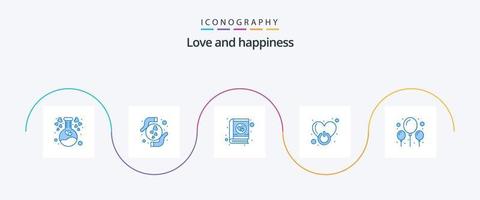 Love Blue 5 Icon Pack Including balloon. sign. book. power. off vector