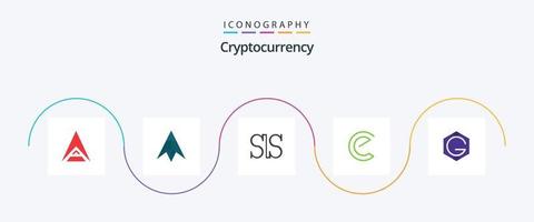 paquete de iconos flat 5 de criptomoneda que incluye criptografía. moneda de rejilla moneda salus. moneda criptográfica. moneda vector