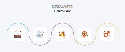 Health Care Flat 5 Icon Pack Including gender. aid. location. ambulance vector