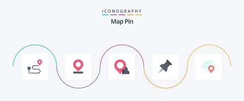 paquete de iconos planos de 5 pines de mapa que incluye . alfiler. ubicación. mapa. alfiler vector