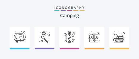 Camping Line 5 Icon Pack Including nut. food. camping. nature. leaf. Creative Icons Design vector