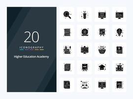 20 Academy Solid Glyph icon for presentation vector