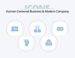 Human Centered Business And Modern Company Blue Icon Pack 5 Icon Design. coin. old man. circle. father. briefcase vector