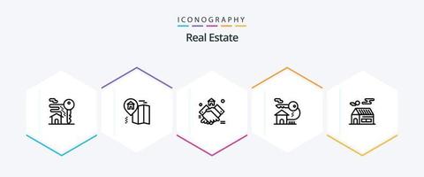 Real Estate 25 Line icon pack including house . map. real. handshake vector