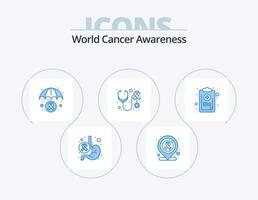 diseño de iconos del paquete de iconos azules de conciencia mundial sobre el cáncer 5. controlar. cuidado. salud. conciencia. salud vector